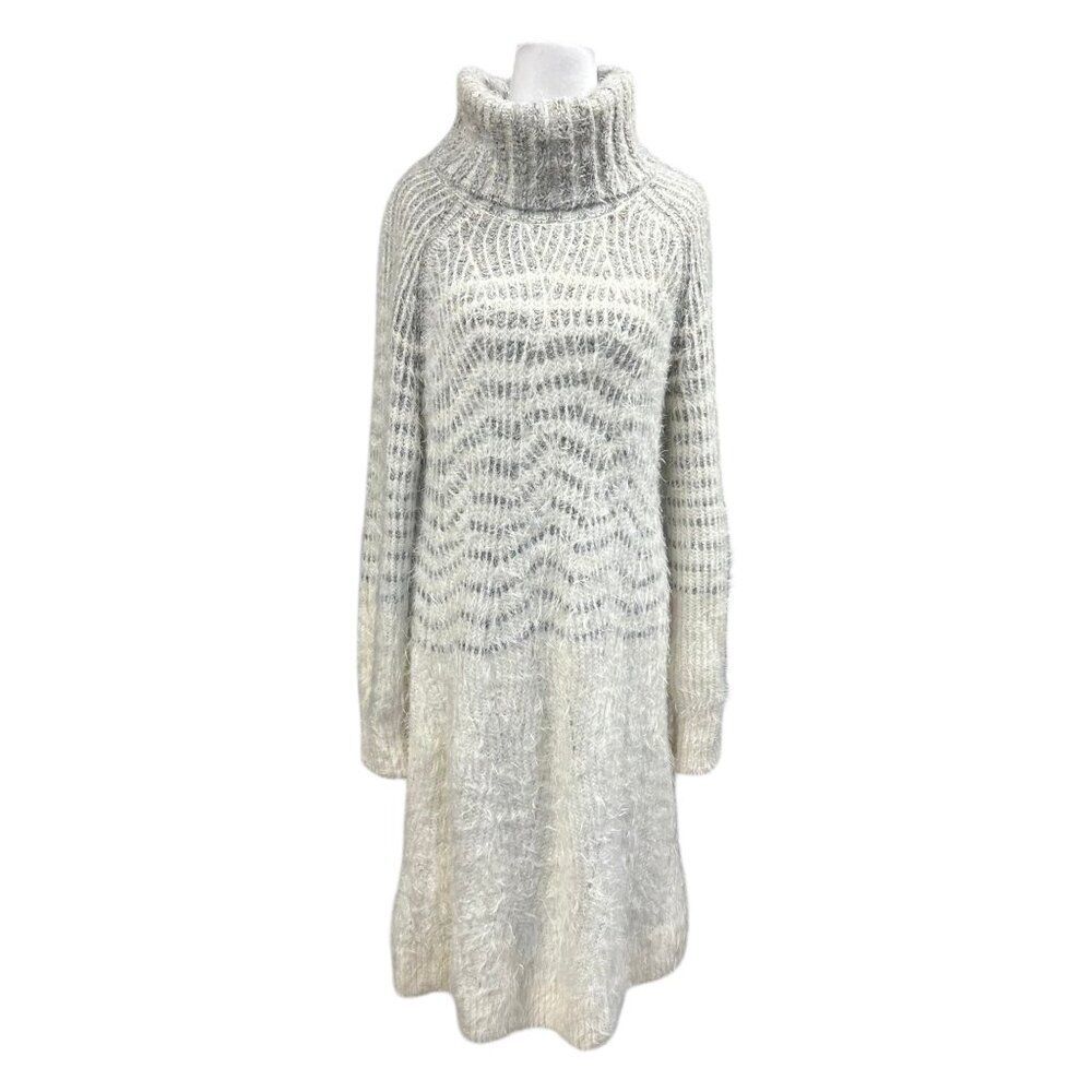 Sleeping On Snow Anthropologie Eyelash Alpaca Wool Blend Knit Sweater Dress Sz L